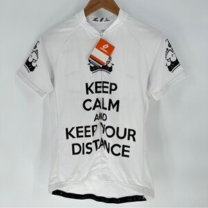Women’s White Keep Calm Cycling Shirt ‎ Size Large